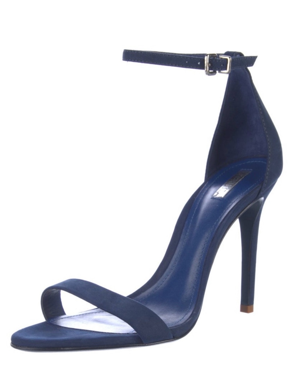 SCHUTZ Navy Blue Ankle-Strap Stiletto Sandals